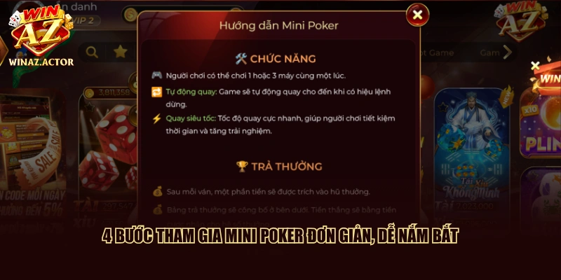 4 bước tham gia Mini Poker đơn giản, dễ nắm bắt