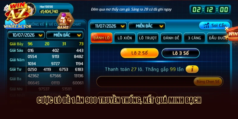 Cược lô đề 1 ăn 900 truyền thống, kết quả minh bạch