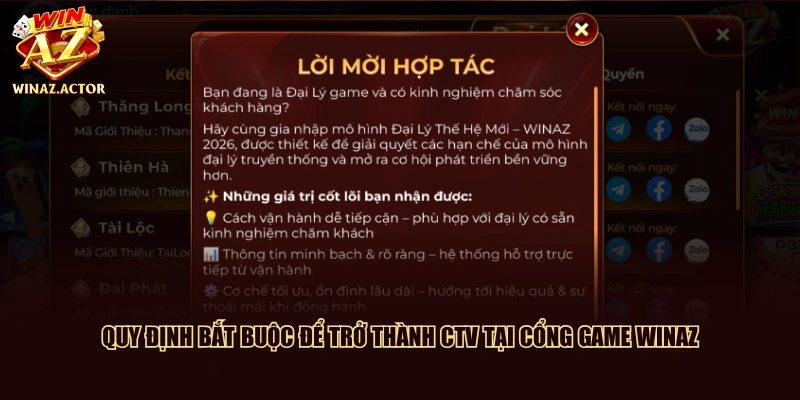Quy định bắt buộc để trở thành CTV tại cổng game WinAZ