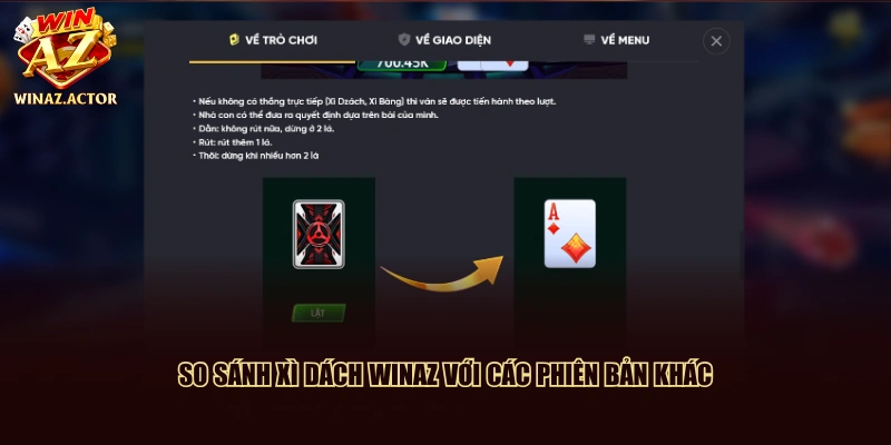 So sánh xì dách WINAZ với các phiên bản khác